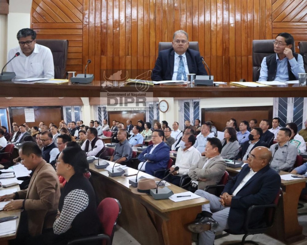 Chief Secretary Dr J Alam, IAS chairing the AHoDs and HoDs meeting held at the Secretariat Conference Hall on May 15. (DIPR Photo)